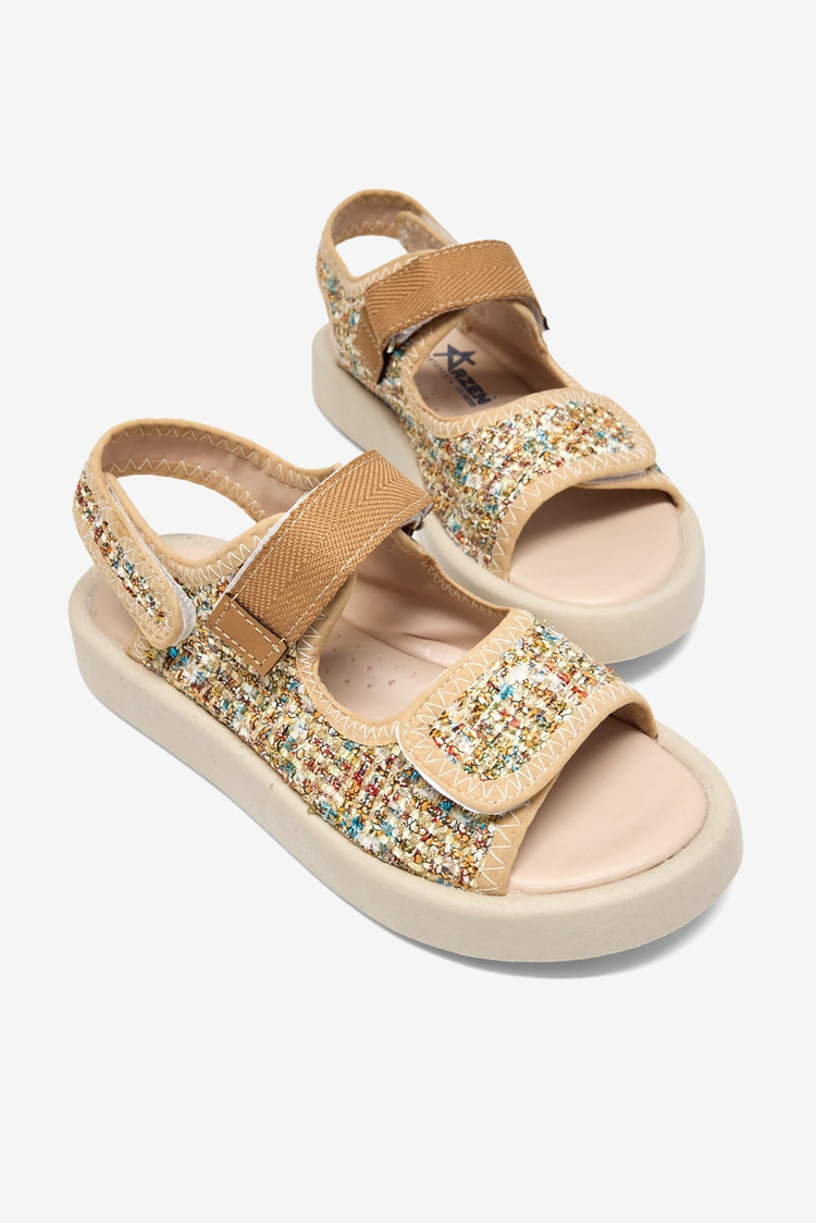 Çoçuk Cırtlı Sandalet Çocuk Unisex Bej Sandalet TBARZ1040