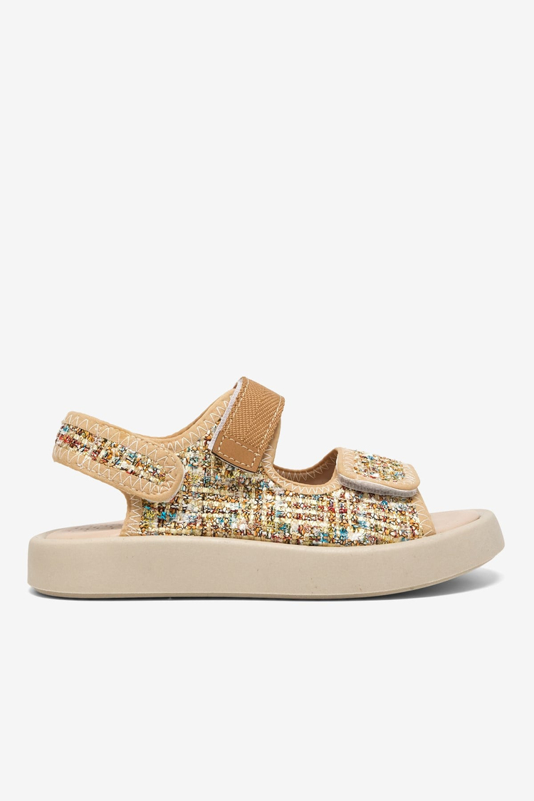 Çoçuk Cırtlı Sandalet Çocuk Unisex Bej Sandalet TBARZ1040