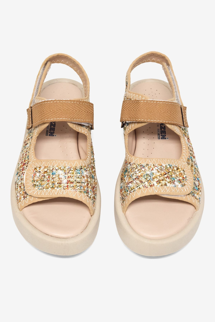 Çoçuk Cırtlı Sandalet Çocuk Unisex Bej Sandalet TBARZ1040
