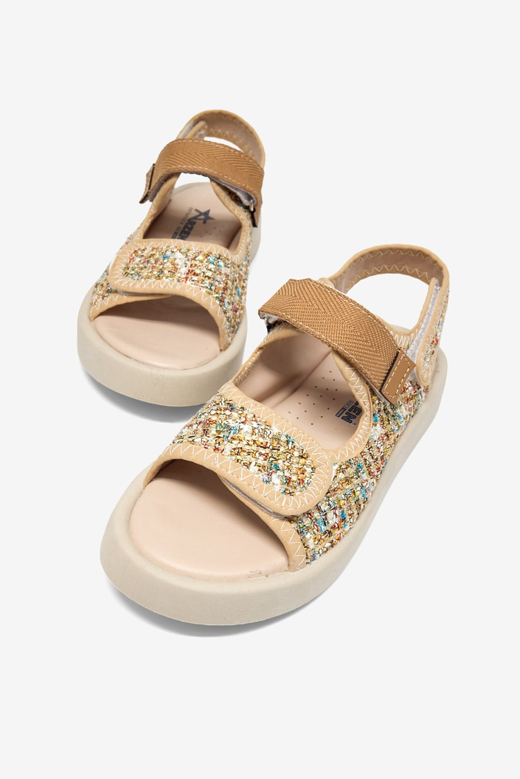 Çoçuk Cırtlı Sandalet Çocuk Unisex Bej Sandalet TBARZ1040