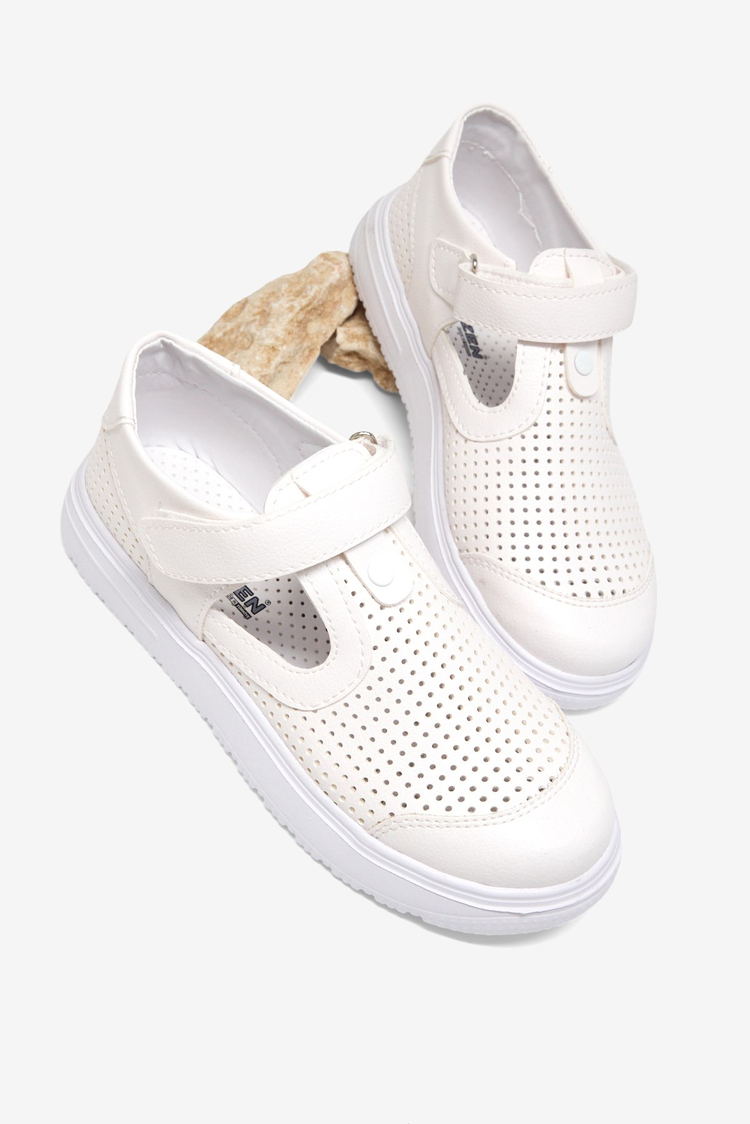 Çoçuk Cırtlı Sandalet Çocuk Unisex Beyaz Sandalet TBARZ1075
