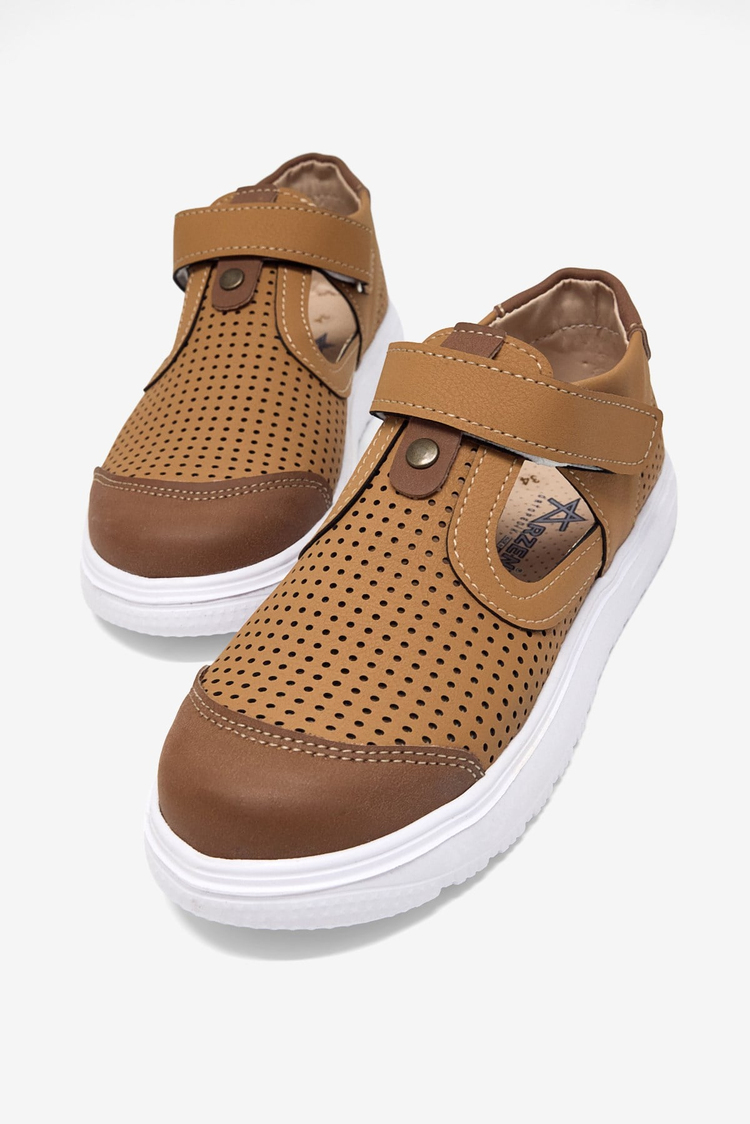 Çoçuk Cırtlı Sandalet Çocuk Unisex Camel Sandalet TBARZ1075