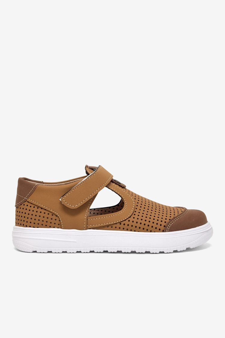 Çoçuk Cırtlı Sandalet Çocuk Unisex Camel Sandalet TBARZ1075