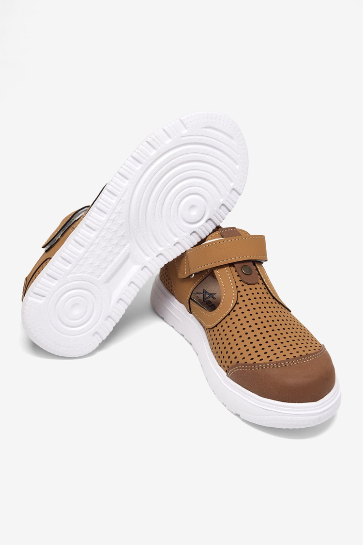 Çoçuk Cırtlı Sandalet Çocuk Unisex Camel Sandalet TBARZ1075