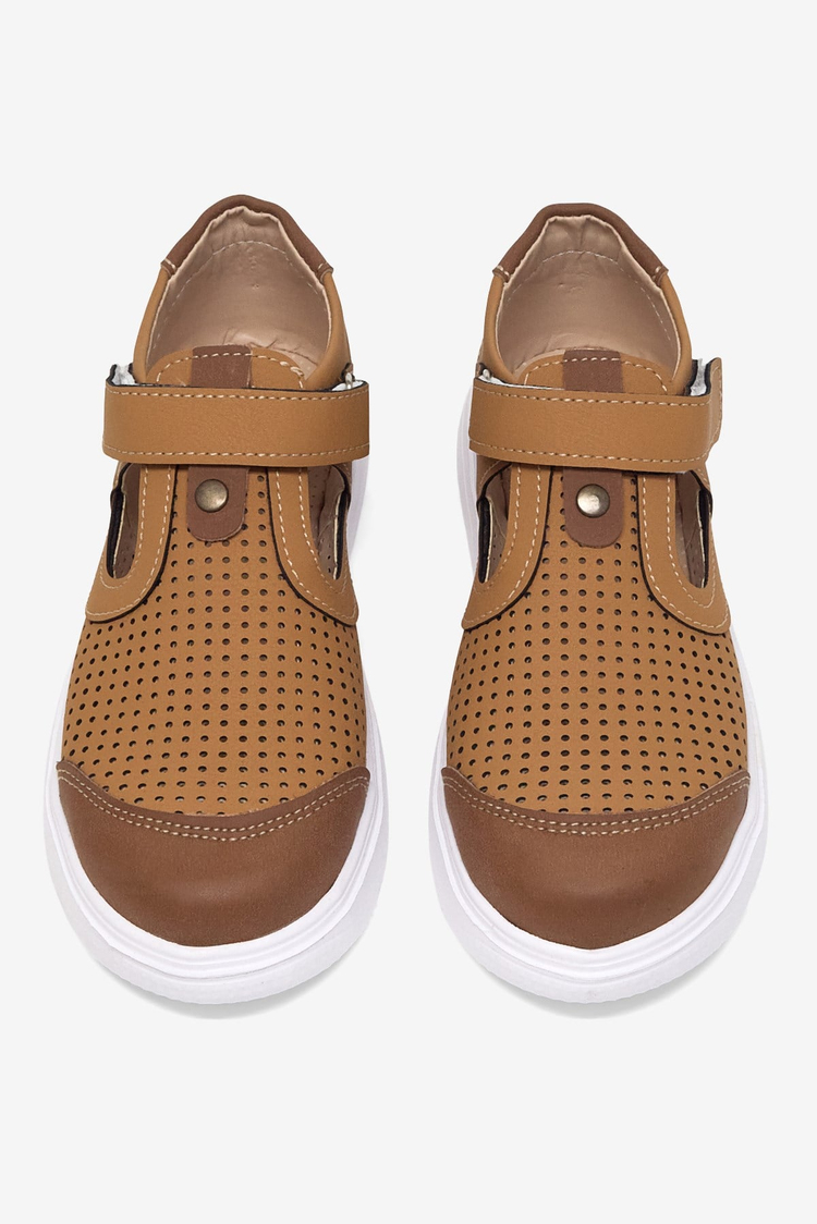 Çoçuk Cırtlı Sandalet Çocuk Unisex Camel Sandalet TBARZ1075