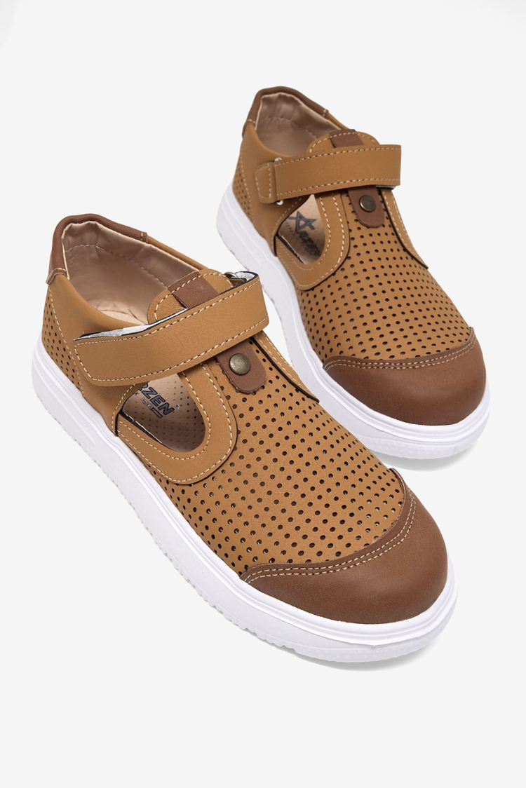 Çoçuk Cırtlı Sandalet Çocuk Unisex Camel Sandalet TBARZ1075