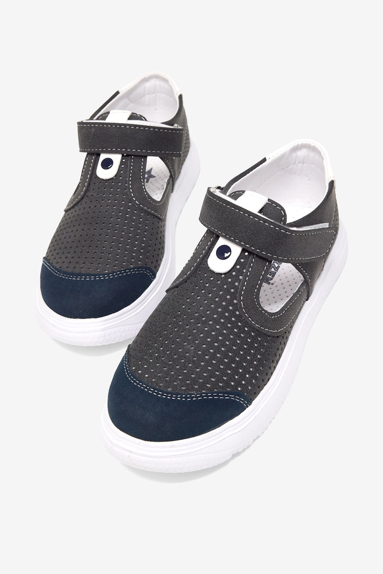 Çoçuk Cırtlı Sandalet Çocuk Unisex Gri Sandalet TBARZ1075