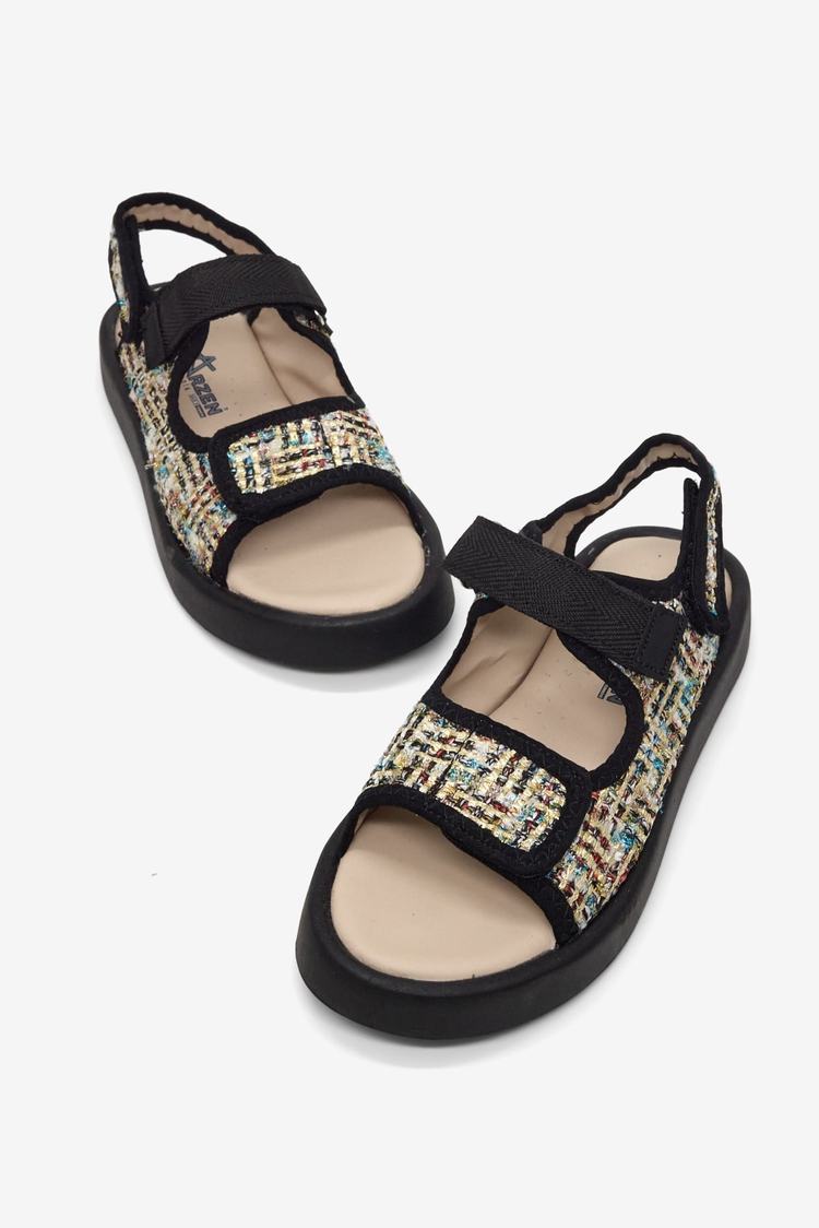 Çoçuk Cırtlı Sandalet Çocuk Unisex Siyah Sandalet TBARZ1040