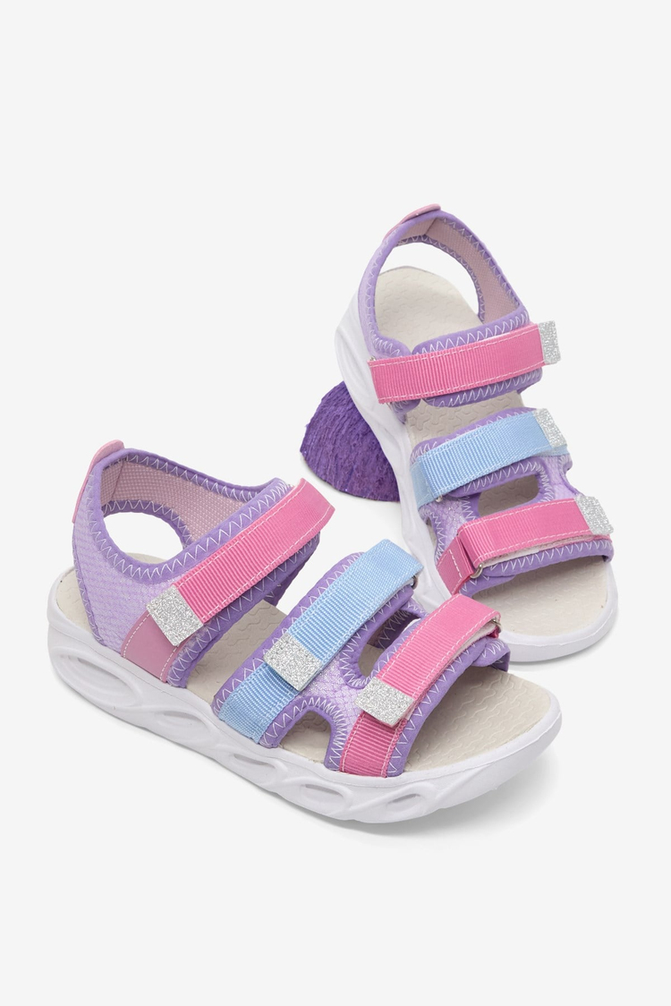 Çoçuk Renkli Rahat Kalıp Sandalet Çocuk Unisex Lila Gökkuşağı Sandalet TBARZ1030
