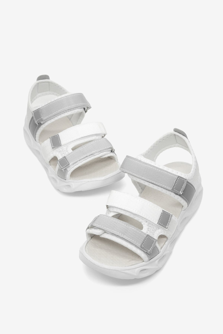 Çoçuk Renkli Rahat Kalıp Sandalet Çocuk Unisex Beyaz Gri Sandalet TBARZ1030