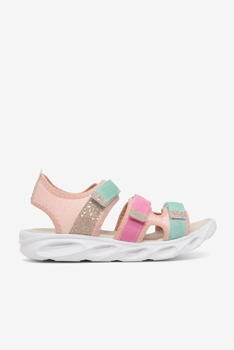 Çoçuk Renkli Rahat Kalıp Sandalet Çocuk Unisex Pembe Turkuaz Sandalet TBARZ1030