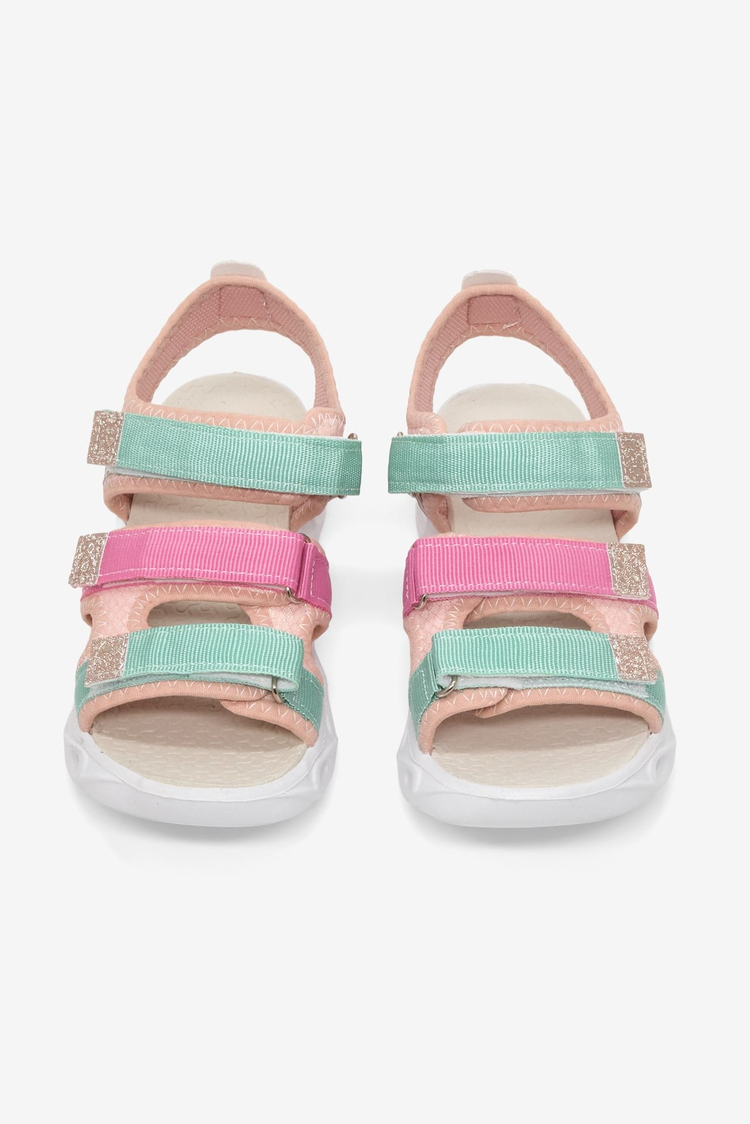 Çoçuk Renkli Rahat Kalıp Sandalet Çocuk Unisex Pembe Turkuaz Sandalet TBARZ1030