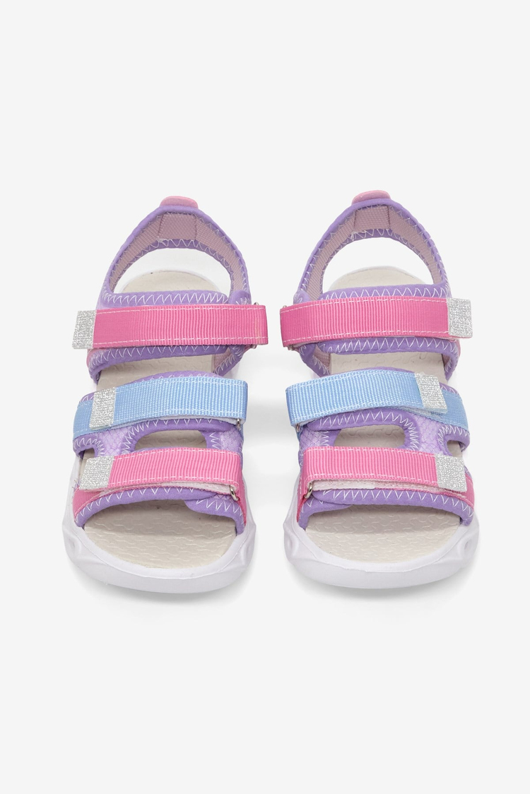 Çoçuk Renkli Rahat Kalıp Sandalet Çocuk Unisex Lila Gökkuşağı Sandalet TBARZ1030