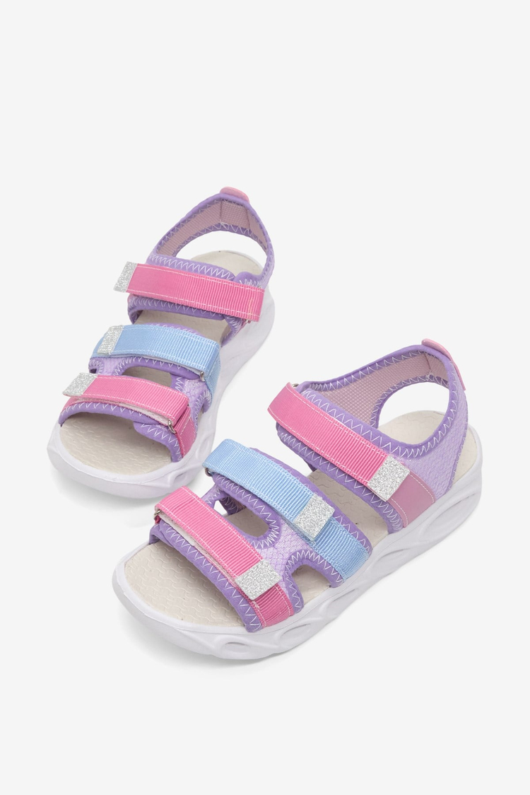 Çoçuk Renkli Rahat Kalıp Sandalet Çocuk Unisex Lila Gökkuşağı Sandalet TBARZ1030