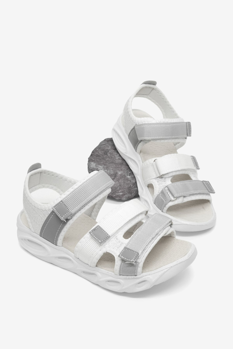Çoçuk Renkli Rahat Kalıp Sandalet Çocuk Unisex Beyaz Gri Sandalet TBARZ1030