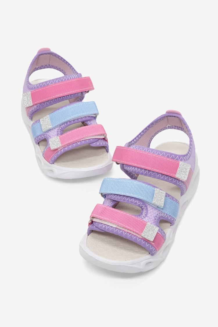 Çoçuk Renkli Rahat Kalıp Sandalet Çocuk Unisex Lila Gökkuşağı Sandalet TBARZ1030
