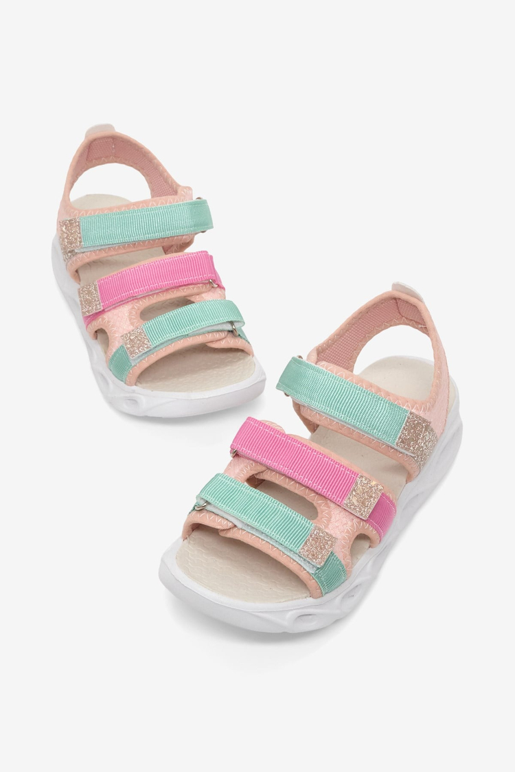 Çoçuk Renkli Rahat Kalıp Sandalet Çocuk Unisex Pembe Turkuaz Sandalet TBARZ1030