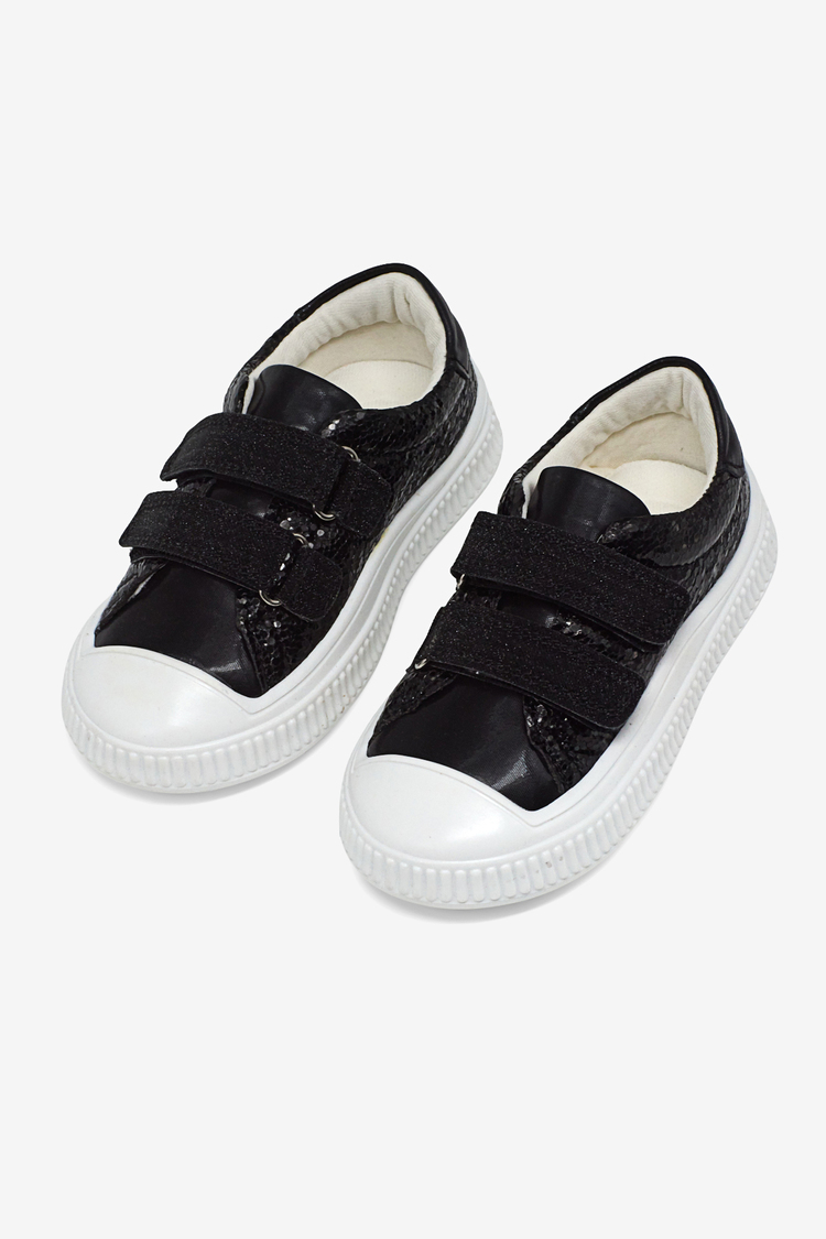 Çoçuk Sim Detaylı Cırtlı Rahat Kalıp Sneaker Çocuk Unisex Siyah Sneaker TBARZ1035