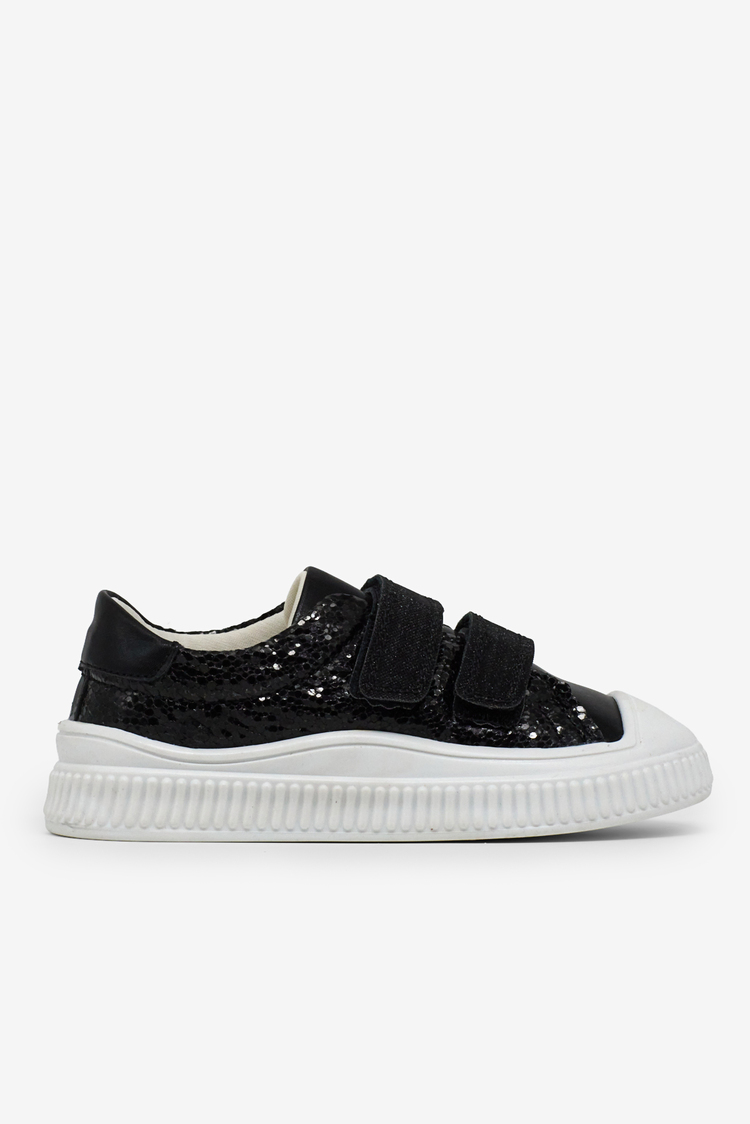 Çoçuk Sim Detaylı Cırtlı Rahat Kalıp Sneaker Çocuk Unisex Siyah Sneaker TBARZ1035