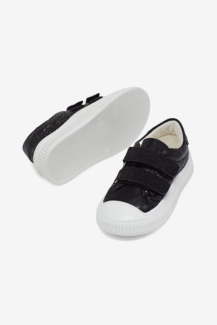 Çoçuk Sim Detaylı Cırtlı Rahat Kalıp Sneaker Çocuk Unisex Siyah Sneaker TBARZ1035