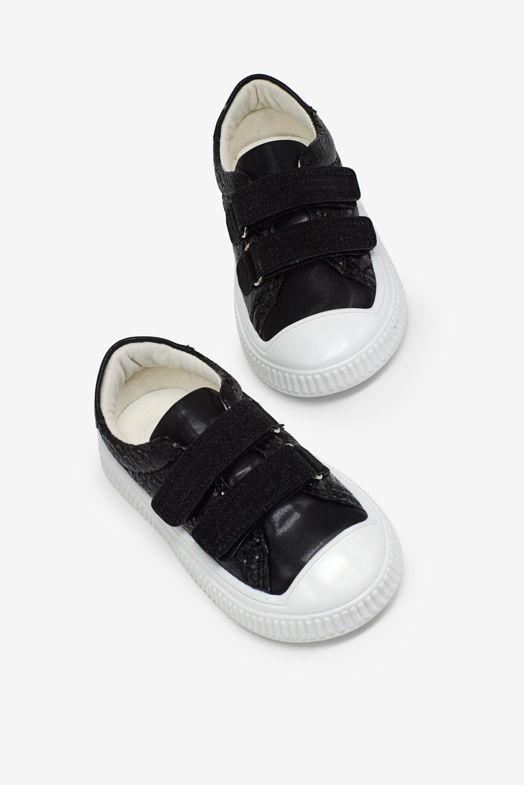 Çoçuk Sim Detaylı Cırtlı Rahat Kalıp Sneaker Çocuk Unisex Siyah Sneaker TBARZ1035