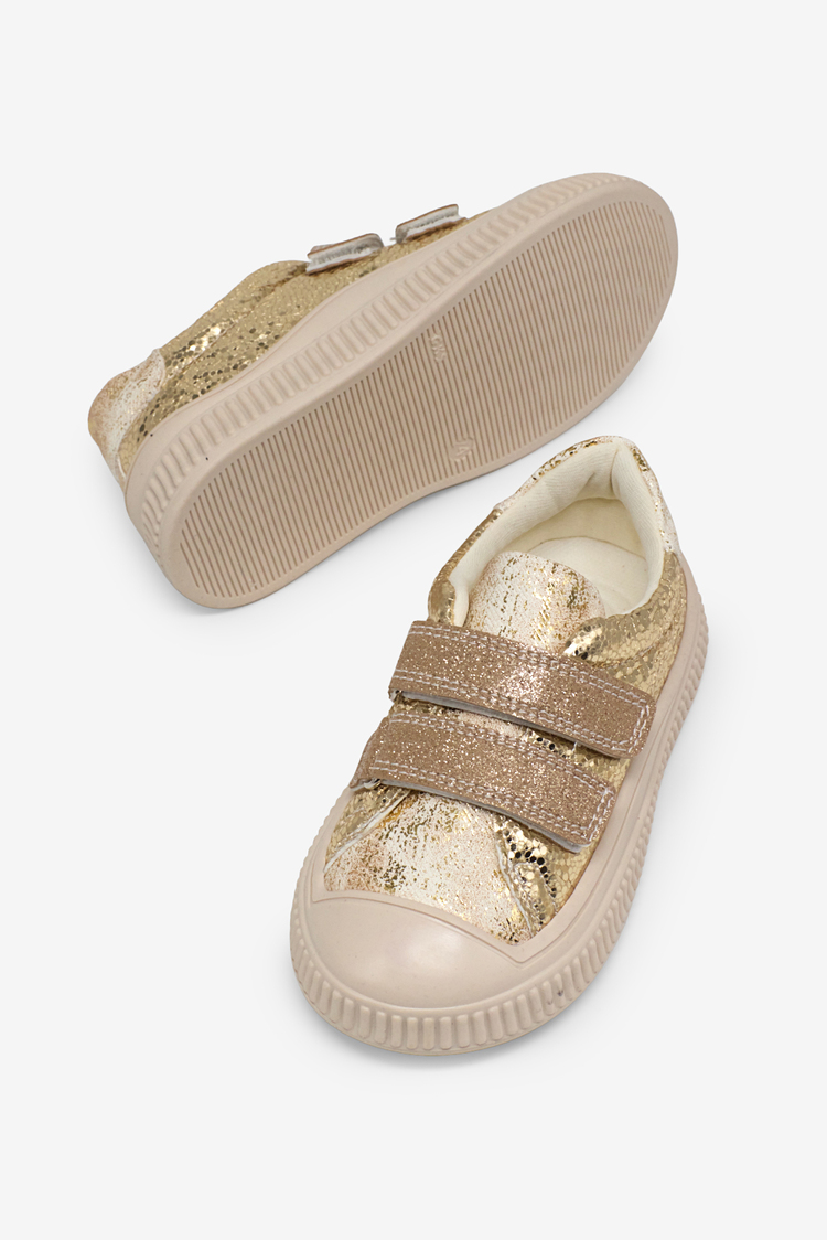 Çoçuk Sim Detaylı Cırtlı Rahat Kalıp Sneaker Çocuk Unisex Altın Sneaker TBARZ1035