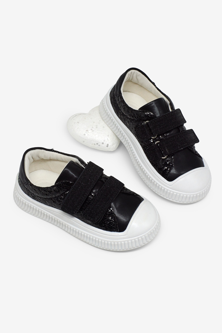Çoçuk Sim Detaylı Cırtlı Rahat Kalıp Sneaker Çocuk Unisex Siyah Sneaker TBARZ1035