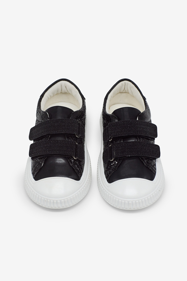 Çoçuk Sim Detaylı Cırtlı Rahat Kalıp Sneaker Çocuk Unisex Siyah Sneaker TBARZ1035