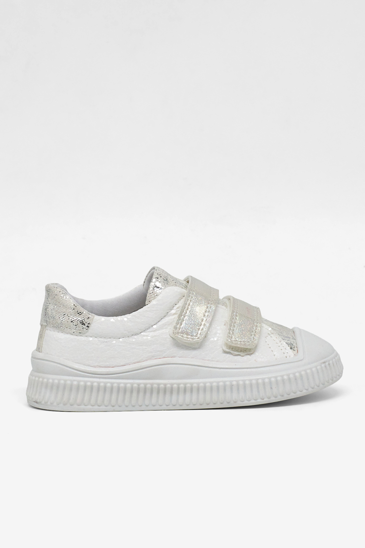Çoçuk Sim Detaylı Cırtlı Rahat Kalıp Sneaker Çocuk Unisex Beyaz Sneaker TBARZ1035