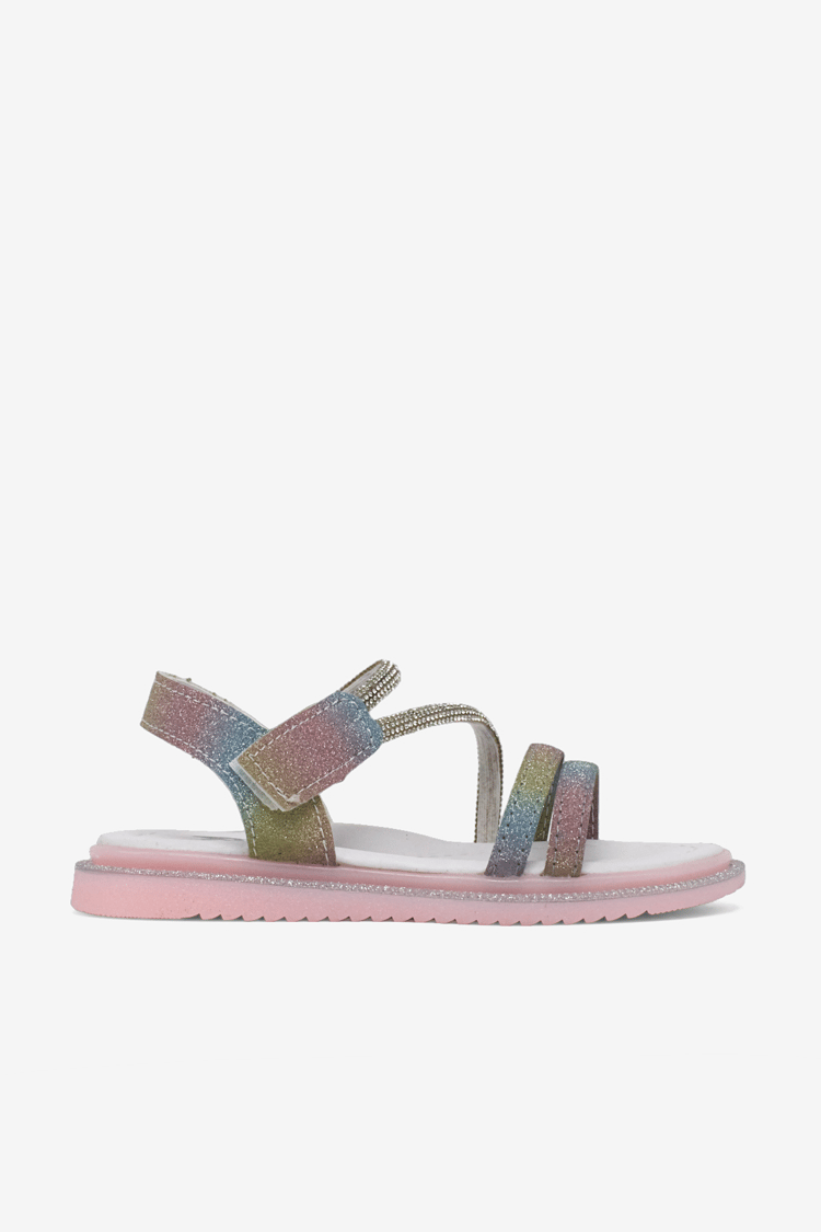 Çocuk Sim Detaylı Sandalet Çocuk Unisex Gökkuşağı Simli Sandalet TBARZ1055