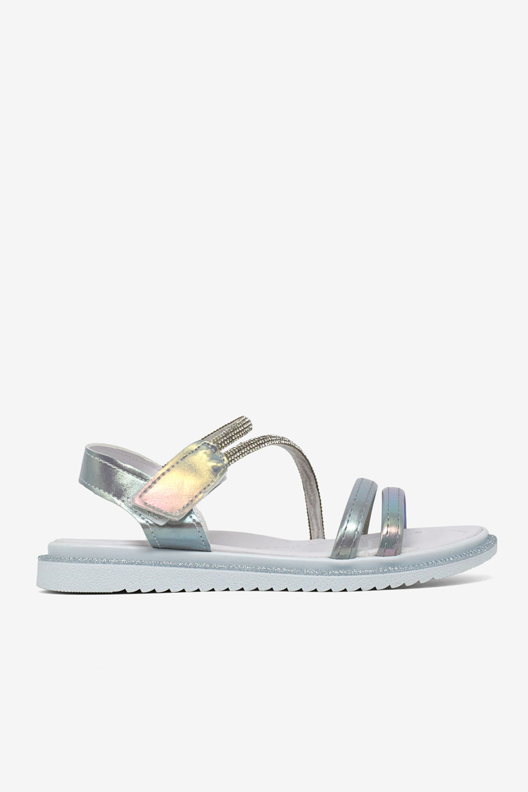 Çocuk Sim Detaylı Sandalet Çocuk Unisex Gümüş Sandalet TBARZ1055
