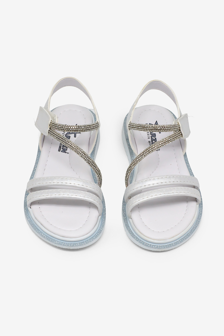 Çocuk Sim Detaylı Sandalet Çocuk Unisex Beyaz Sandalet TBARZ1055