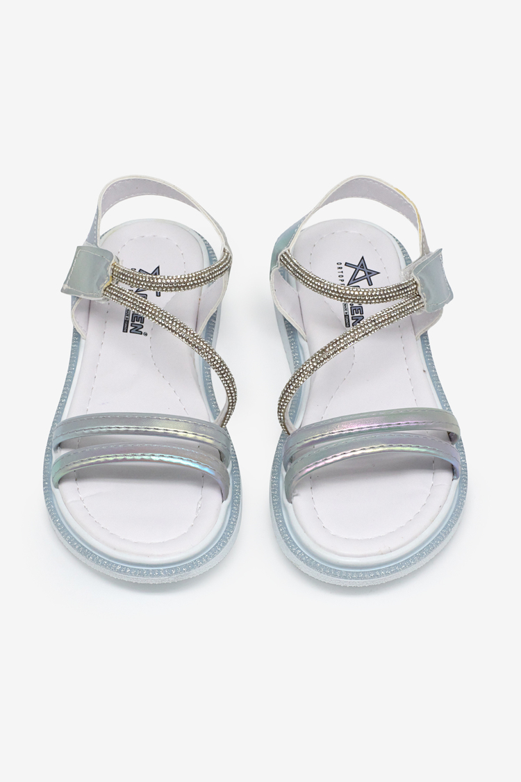 Çocuk Sim Detaylı Sandalet Çocuk Unisex Gümüş Sandalet TBARZ1055