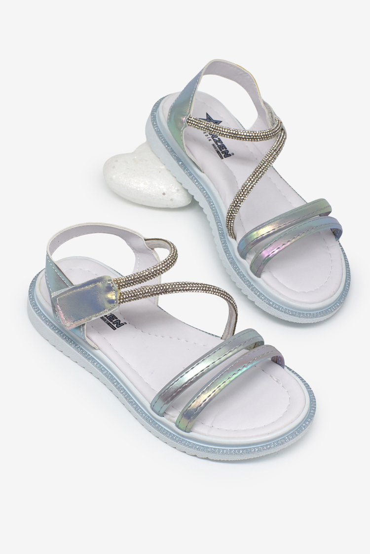 Çocuk Sim Detaylı Sandalet Çocuk Unisex Gümüş Sandalet TBARZ1055