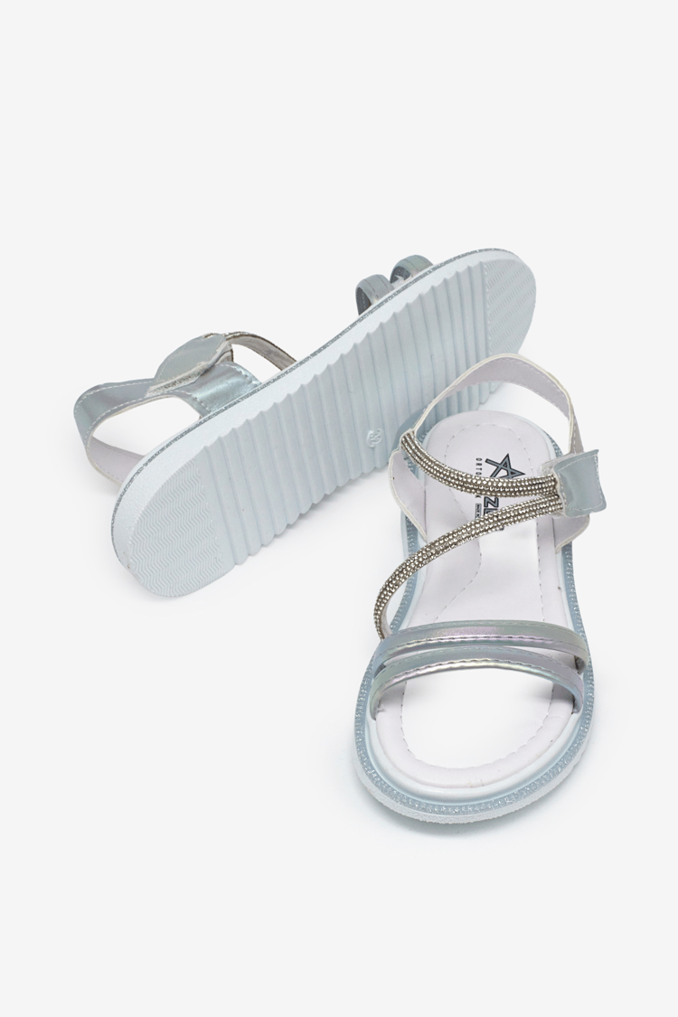 Çocuk Sim Detaylı Sandalet Çocuk Unisex Gümüş Sandalet TBARZ1055