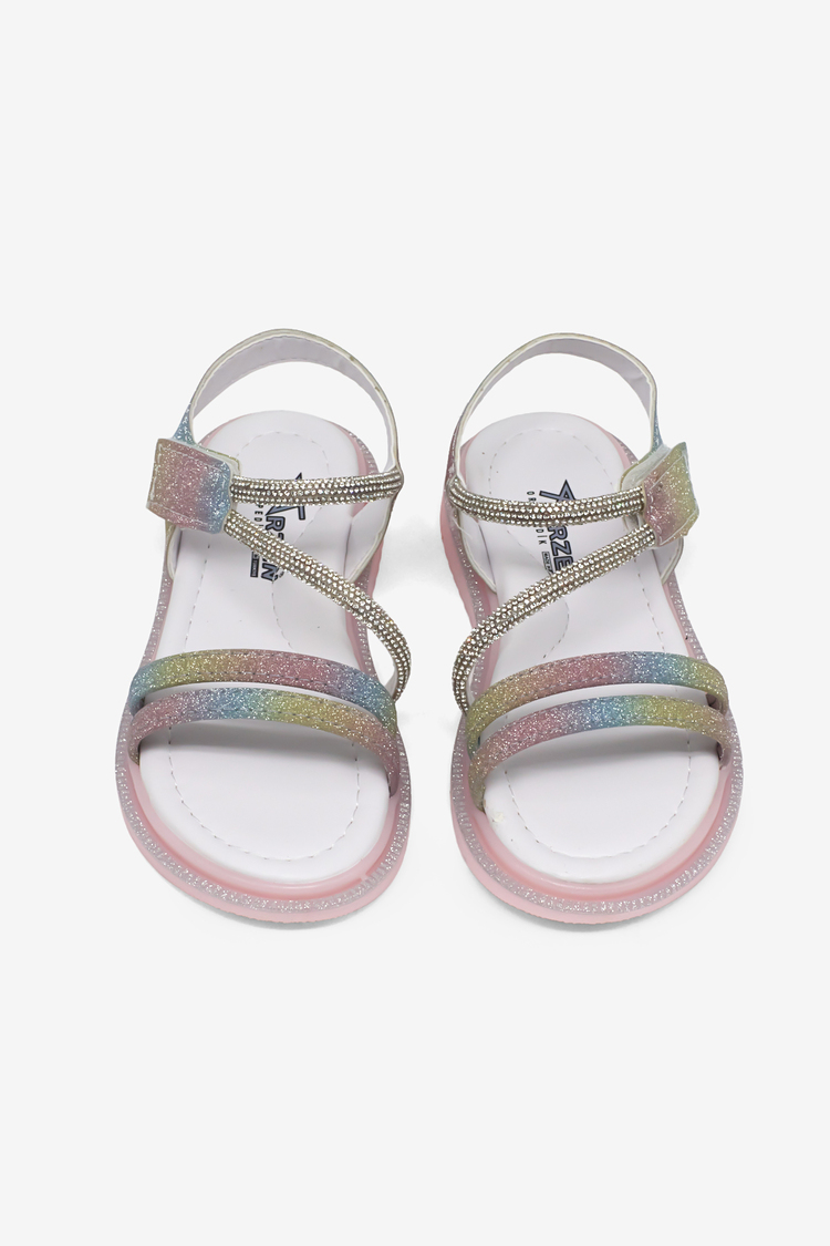 Çocuk Sim Detaylı Sandalet Çocuk Unisex Gökkuşağı Simli Sandalet TBARZ1055