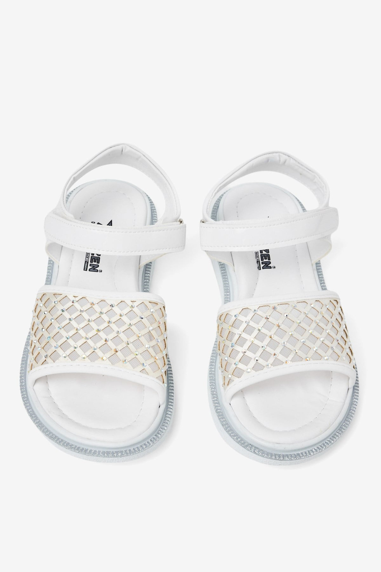 Çoçuk Taşlı Sandalet Çocuk Unisex Beyaz Sandalet TBARZ1065