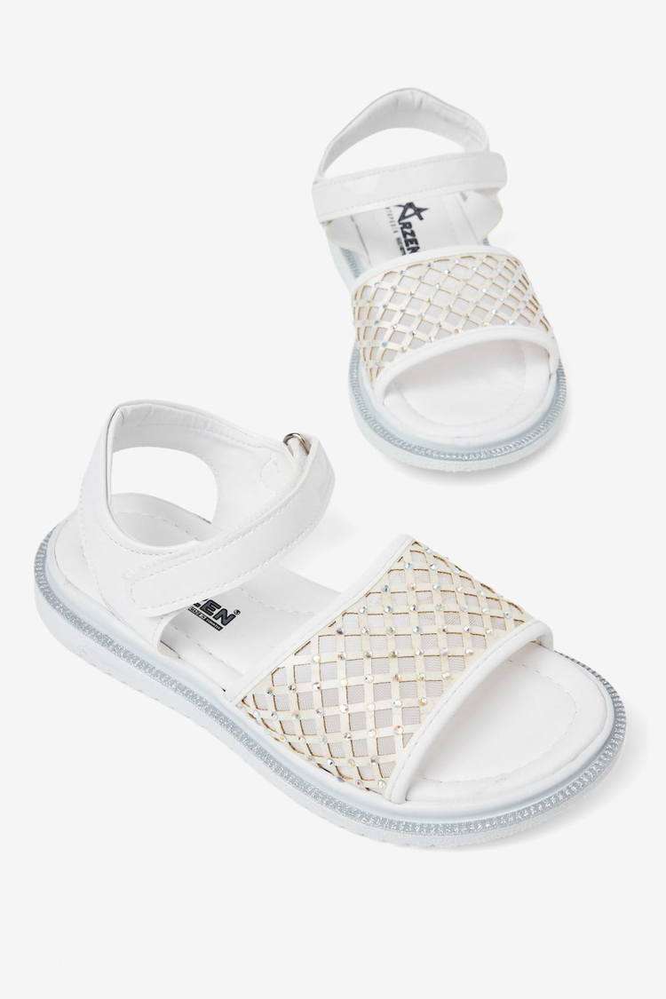 Çoçuk Taşlı Sandalet Çocuk Unisex Beyaz Sandalet TBARZ1065