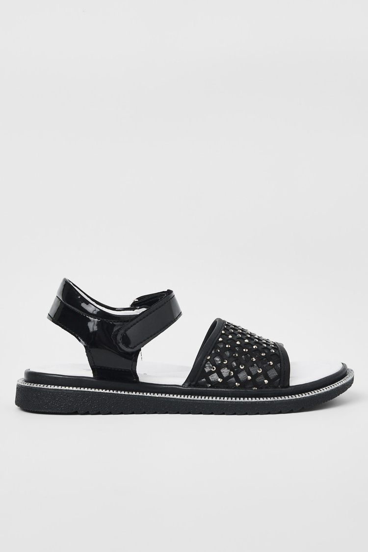 Çoçuk Taşlı Sandalet Çocuk Unisex Siyah Sandalet TBARZ1065