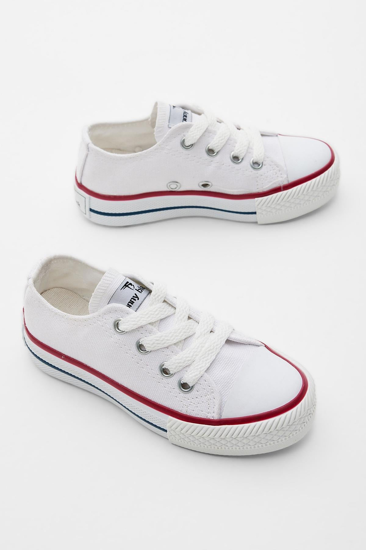Çocuk Unisex Beyaz Rahat Kalıp Bağcıklı Sneaker