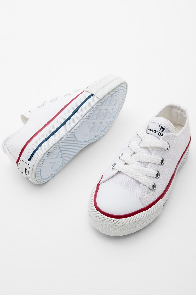 Çocuk Unisex Beyaz Rahat Kalıp Bağcıklı Sneaker
