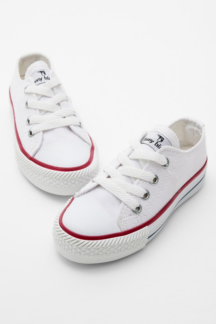Çocuk Unisex Beyaz Rahat Kalıp Bağcıklı Sneaker