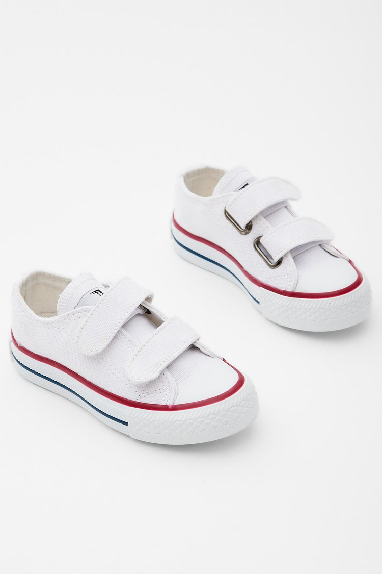 Çocuk Unisex Beyaz Rahat Kalıp Cırtlı Sneaker