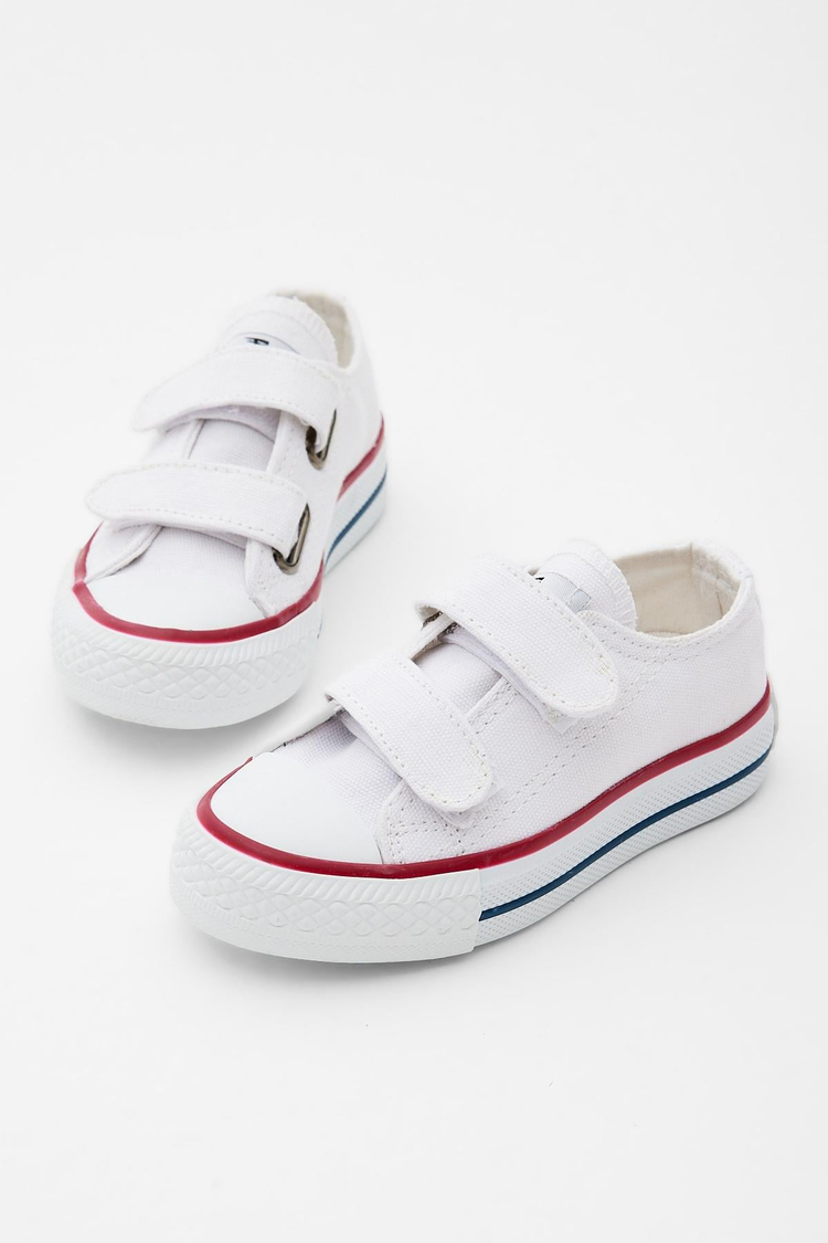 Çocuk Unisex Beyaz Rahat Kalıp Cırtlı Sneaker
