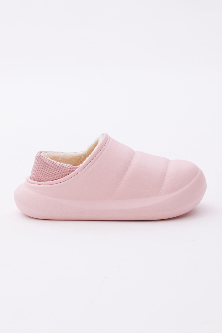 Çocuk Unisex Pembe Rahat Kalıp İçi Kürklü Terlik