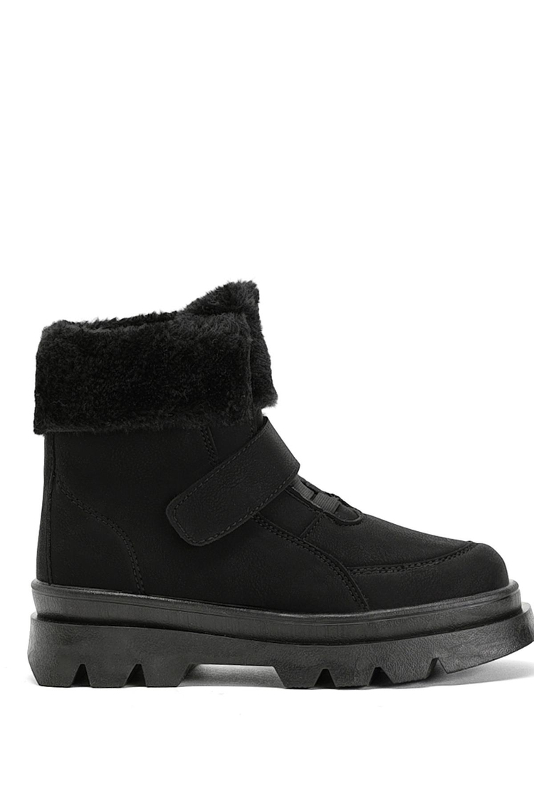 Çocuk Unisex Siyah Kürklü Çocuk Kar Botu