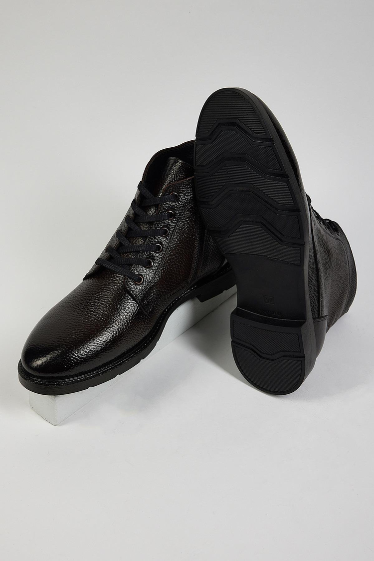 Erkek Kahve Rahat Kalıp Hakiki Deri Erkek Önü Bağcıklı  Bot