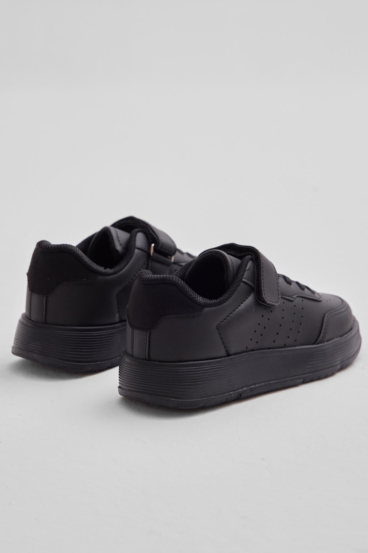 Faylon Hafif Taban Bağcıklı Çocuk Unisex Siyah Günlük Spor Ayakkabı TBPRF010