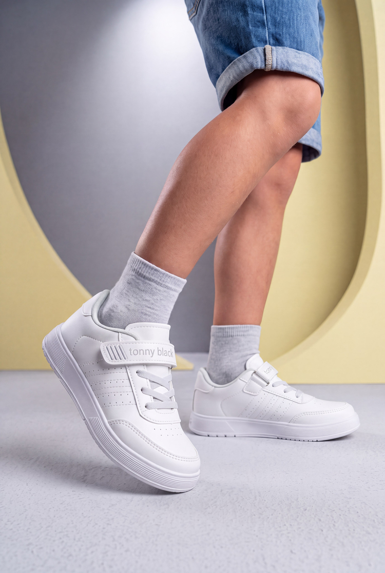 Faylon Taban Konforlu Bağcıklı Sneaker Çocuk Unisex Beyaz Sneaker TBÖZC1910