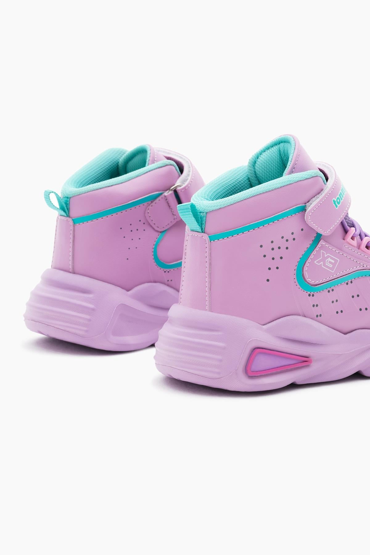 Faylon Taban Lastik Bağcıklı ve Cırtlı Çocuk Unisex Lila Spor Basketbol Ayakkabısı TBKMNM-100